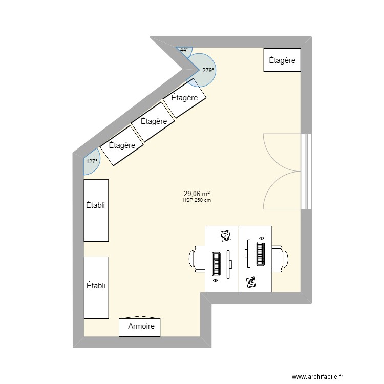 atelier playce. Plan de 1 pièce et 29 m2