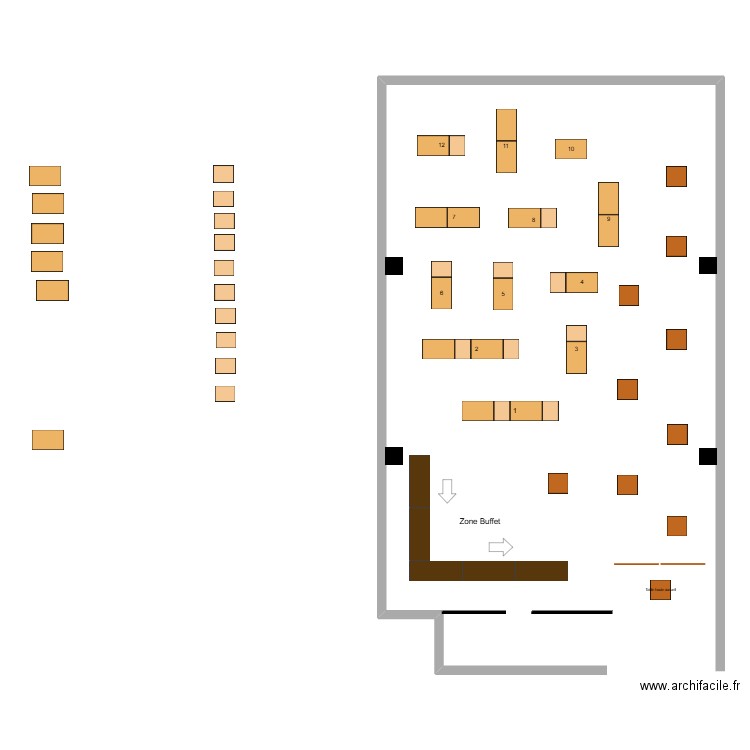 Plan salle clubhouse -  VIP Dames. Plan de 0 pièce et 0 m2