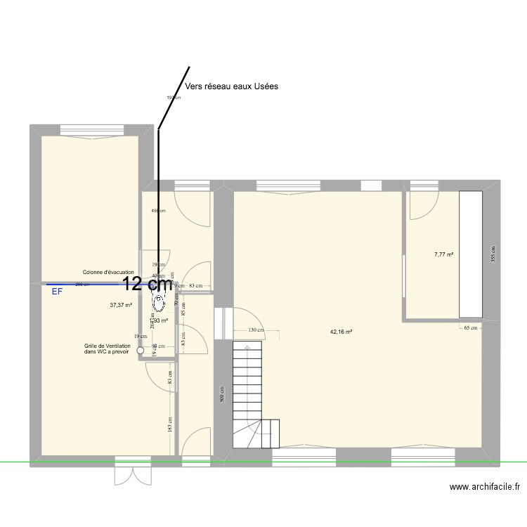 Plan des cloisons GOURMEL . Plan de 4 pièces et 89 m2