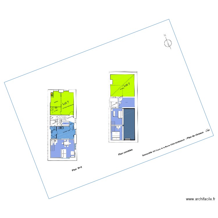 Sans-réhausse. Plan de 5 pièces et 52 m2