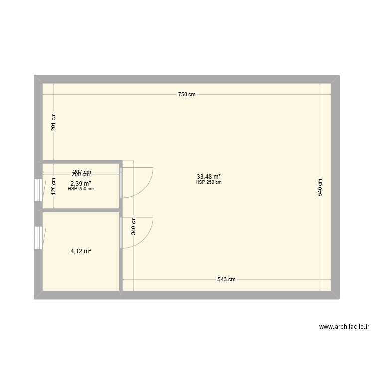 POOL HOUSE. Plan de 3 pièces et 40 m2