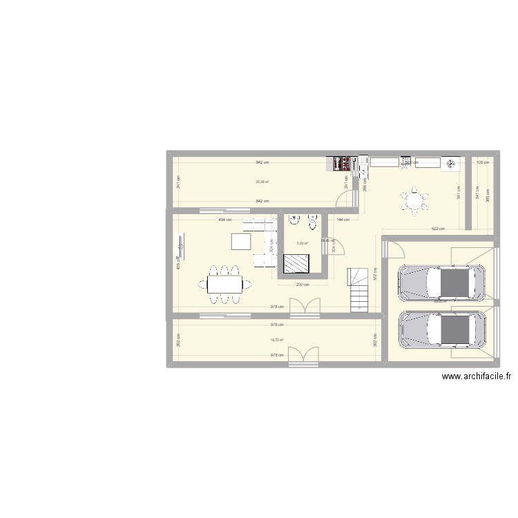 RDC KAMEL. Plan de 5 pièces et 133 m2