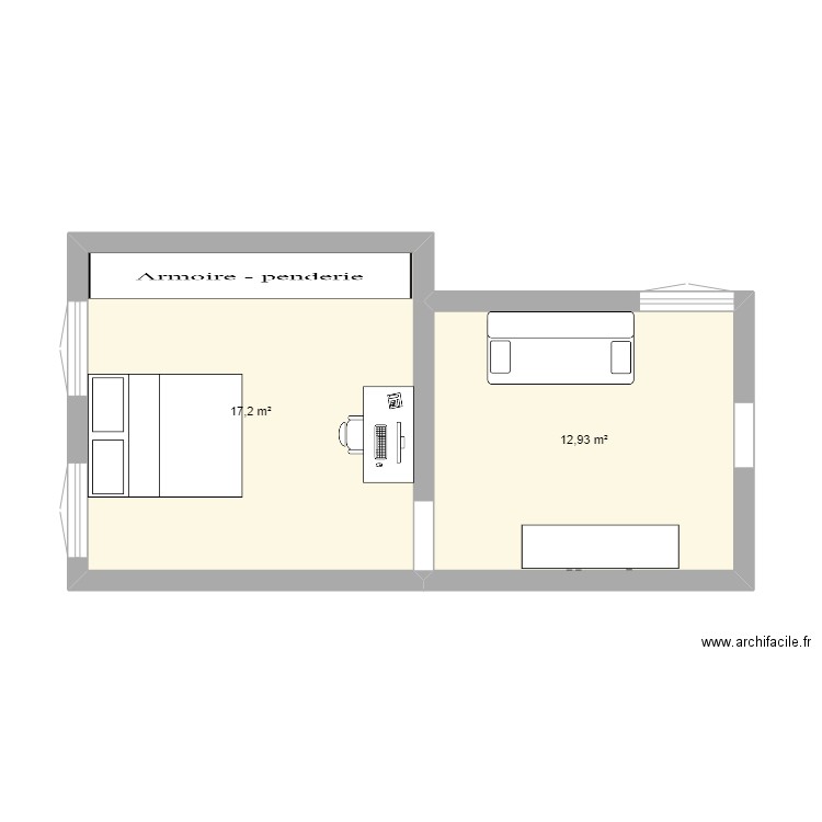 fontenay. Plan de 2 pièces et 30 m2