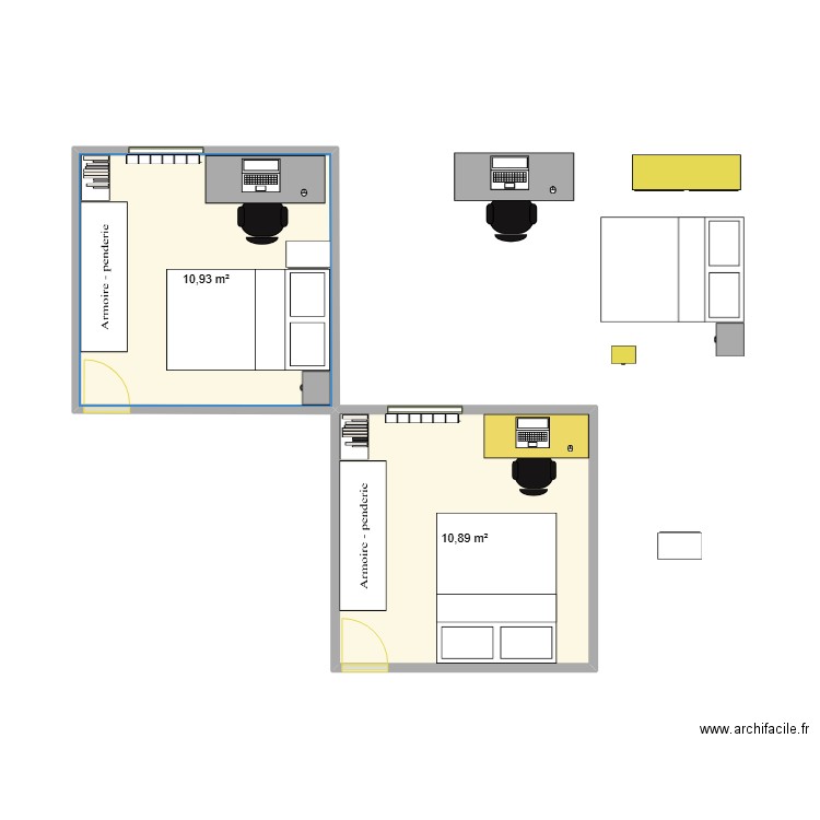 chambre_v1. Plan de 2 pièces et 22 m2