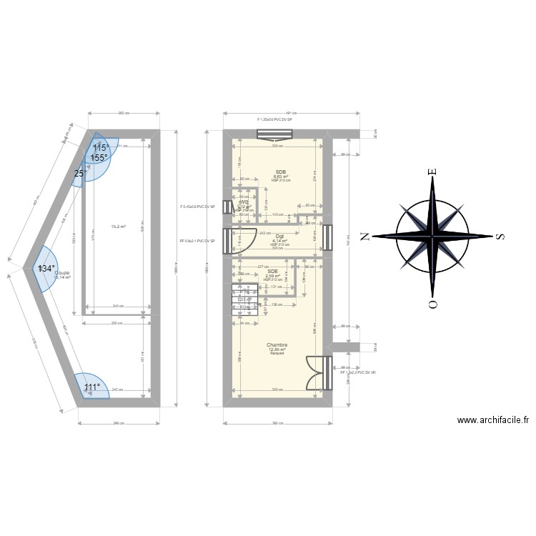 ML24012991 . Plan de 13 pièces et 122 m2