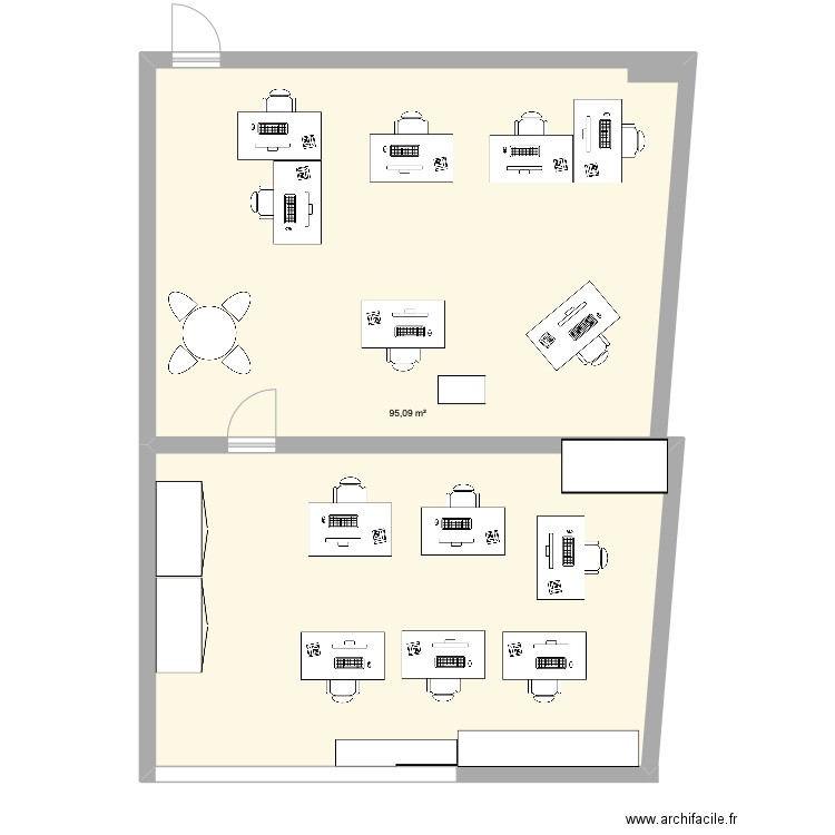 BUREAU 3 FOND. Plan de 1 pièce et 95 m2