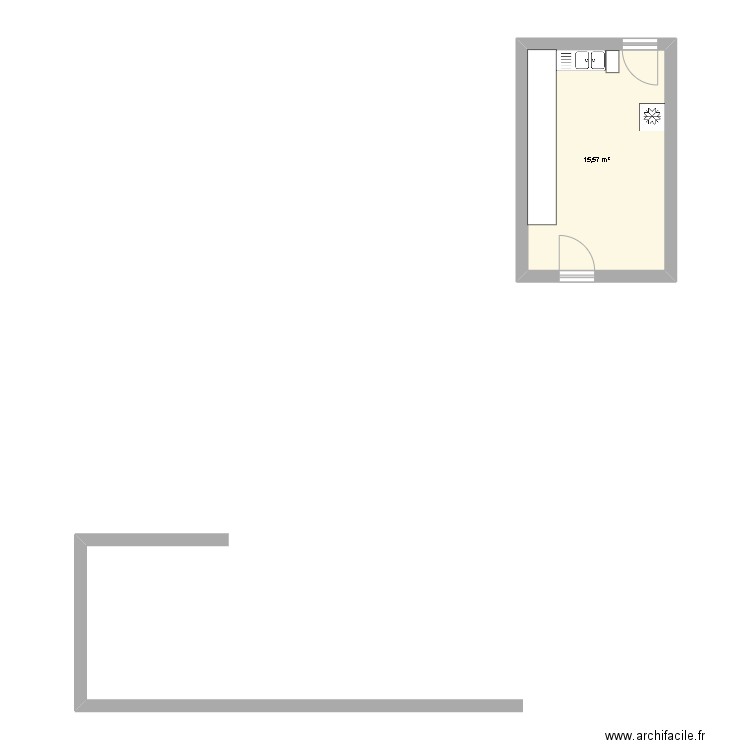 ccc. Plan de 1 pièce et 16 m2