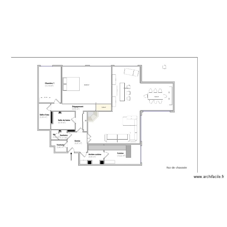 VIDA1A. Plan de 4 pièces et 59 m2