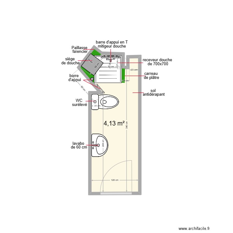 matougue. Plan de 1 pièce et 4 m2