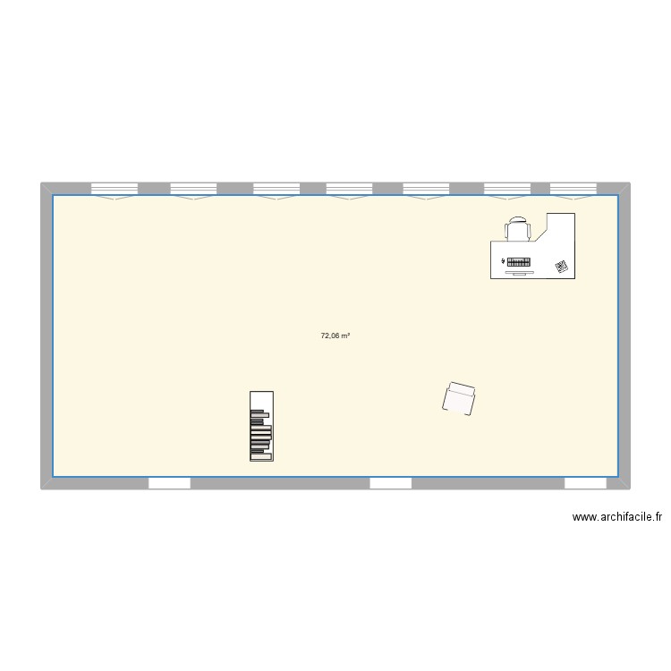 CDI Les Pins d'Alep. Plan de 1 pièce et 72 m2