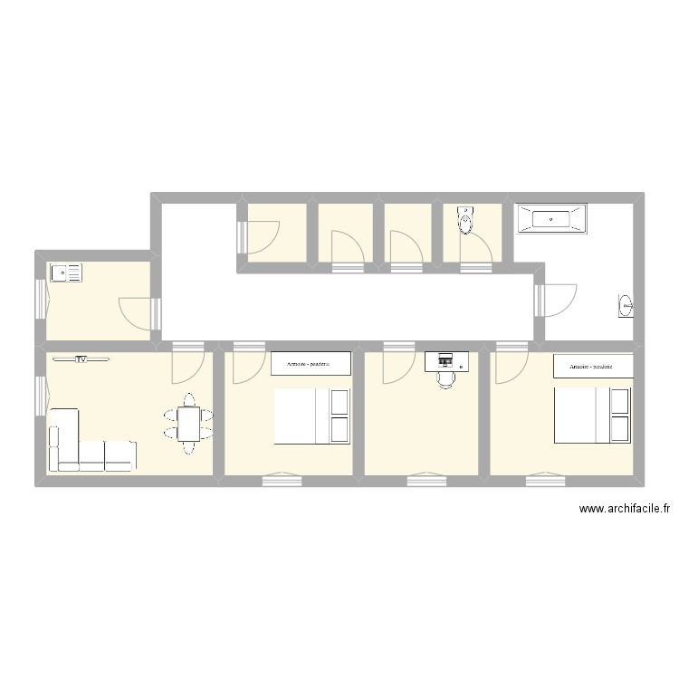 plan 2. Plan de 9 pièces et 57 m2