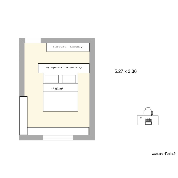 chambre guillaume. Plan de 1 pièce et 16 m2