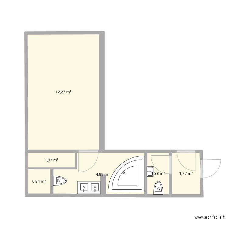 Salle de bain 2. Plan de 6 pièces et 22 m2