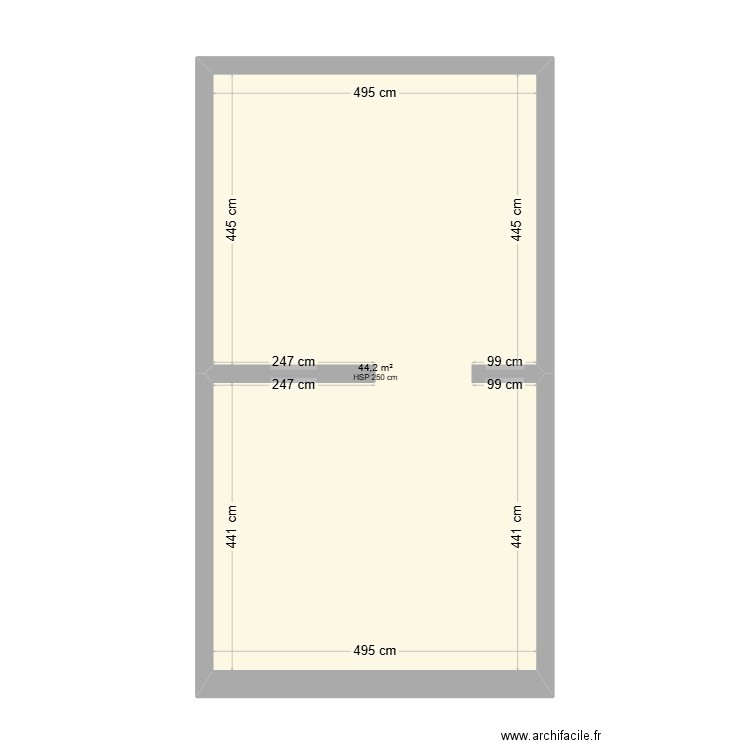 ETAGE. Plan de 1 pièce et 44 m2