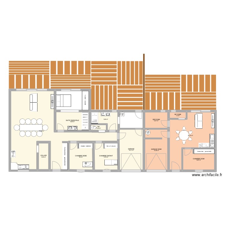 MAISON ET DEPENDANCE. Plan de 13 pièces et 168 m2