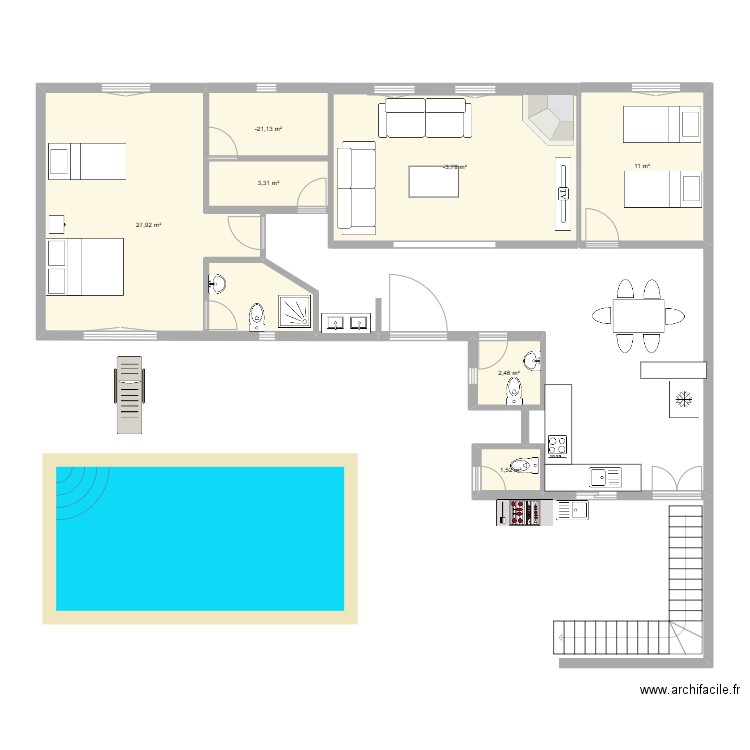 tourjimt. Plan de 7 pièces et 72 m2