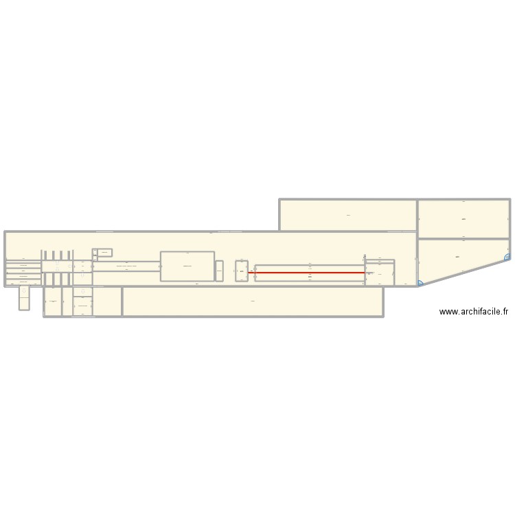 batiment trefilage avec préau entrrée. Plan de 26 pièces et 1943 m2