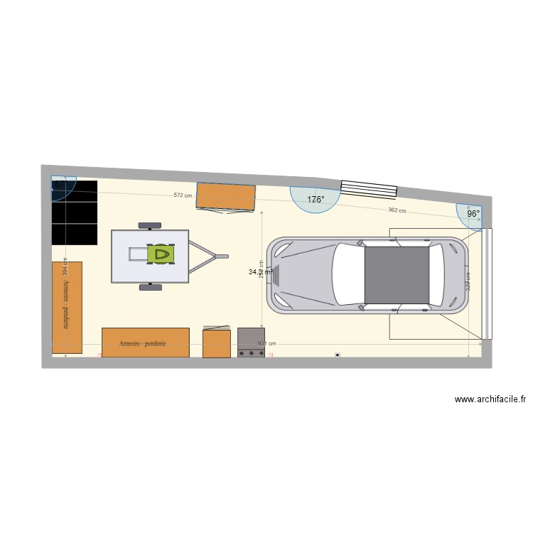 Vauxsous-solbis. Plan de 1 pièce et 34 m2