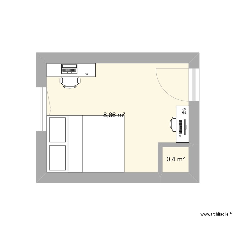 CHAMBRE SUSU CLARA. Plan de 2 pièces et 9 m2