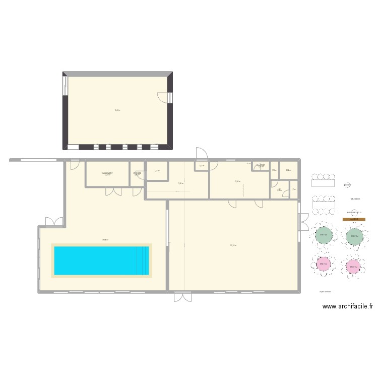 SALLE mariage. Plan de 14 pièces et 423 m2