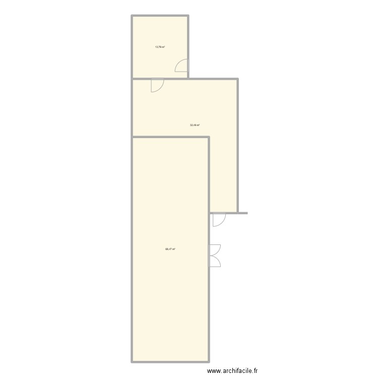 Plan origine. Plan de 3 pièces et 115 m2