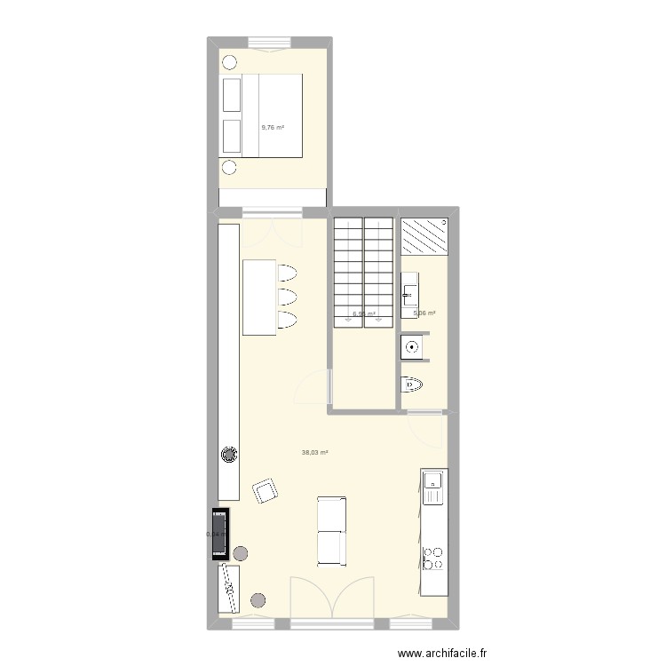 Page. Plan de 5 pièces et 60 m2