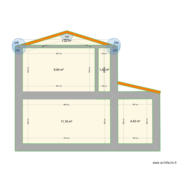 Grandes Dalles. Plan de 5 pièces et 27 m2