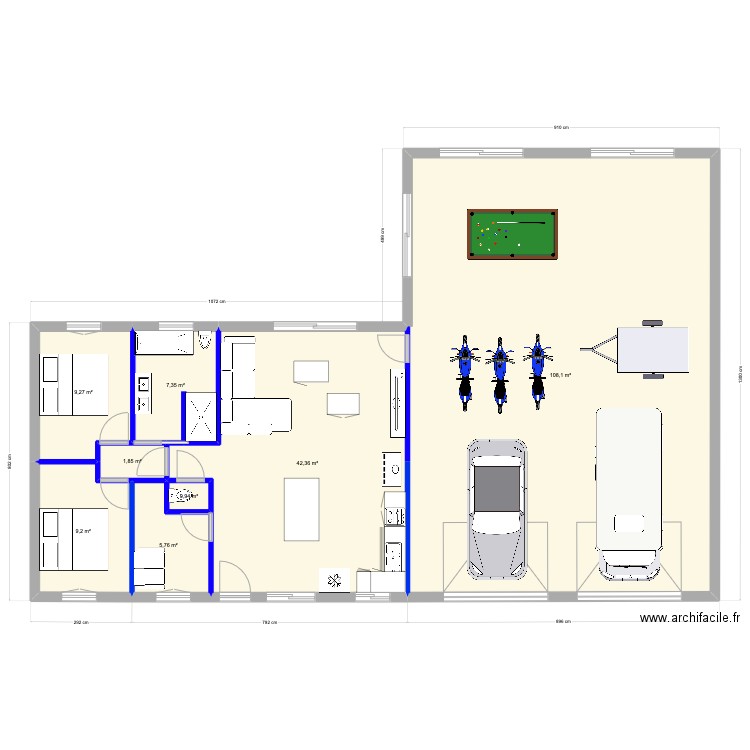 Plan futur 2. Plan de 8 pièces et 185 m2