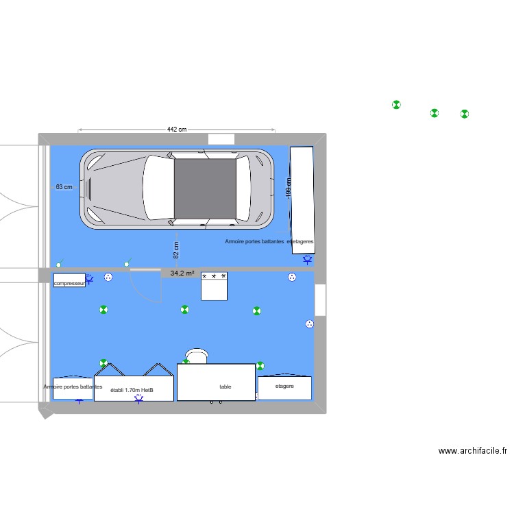 mon garage. Plan de 1 pièce et 34 m2