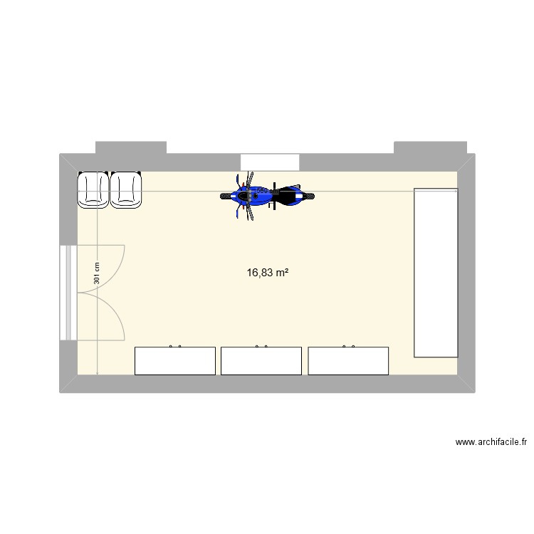 Garage. Plan de 1 pièce et 17 m2