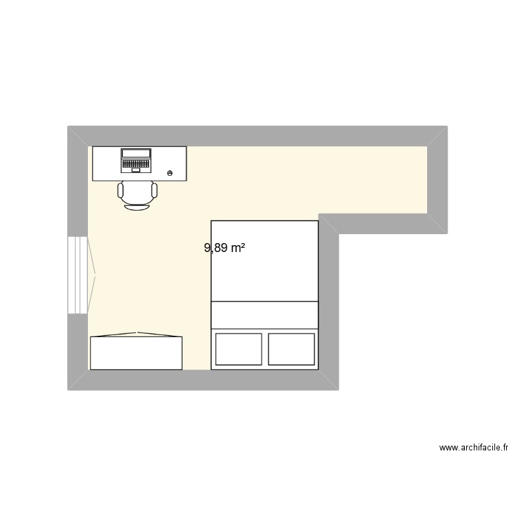 plan 1. Plan de 1 pièce et 10 m2