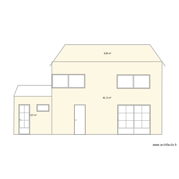 plan de façade côté jardin. Plan de 11 pièces et 76 m2