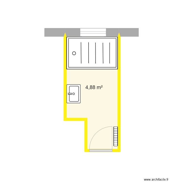 hind. Plan de 1 pièce et 5 m2