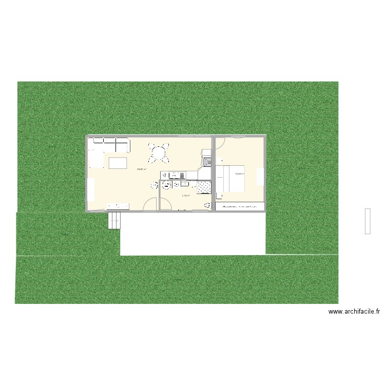 st martial. Plan de 3 pièces et 59 m2