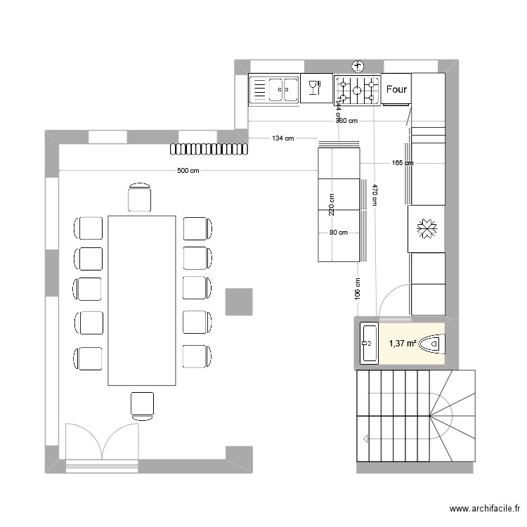 YETI2. Plan de 1 pièce et 1 m2