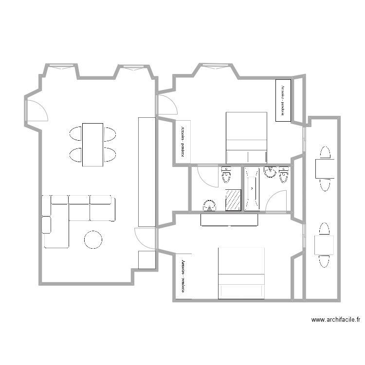 appart évêque . Plan de 7 pièces et 36 m2