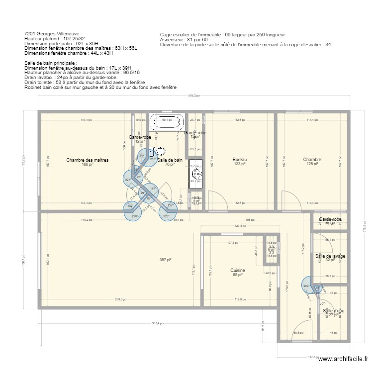 7201 Geroges-Villeneuve. Plan de 13 pièces et 99 m2