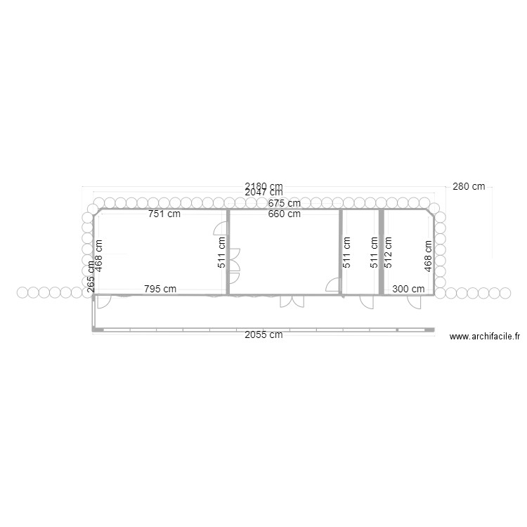 earthship projet 2 chambre + salle de sport. Plan de 3 pièces et 67 m2