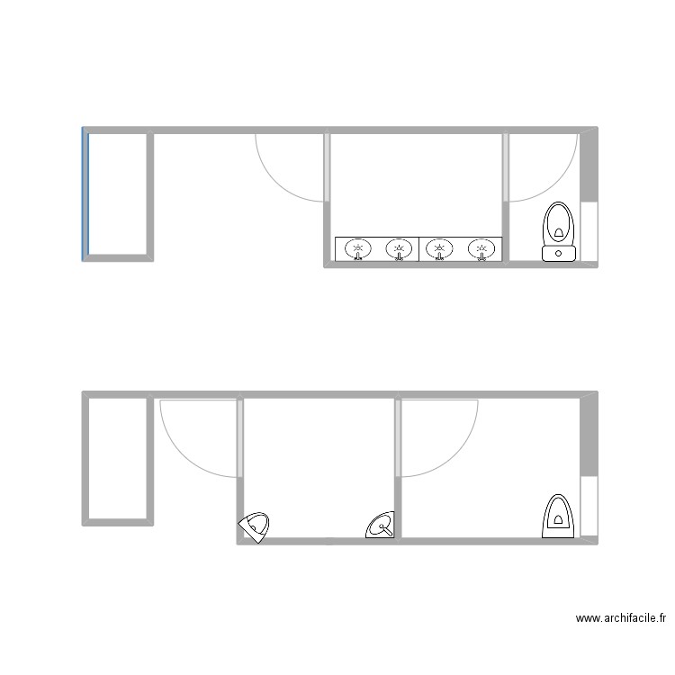 Sanitaire Handicapé Vitré. Plan de 5 pièces et 10 m2