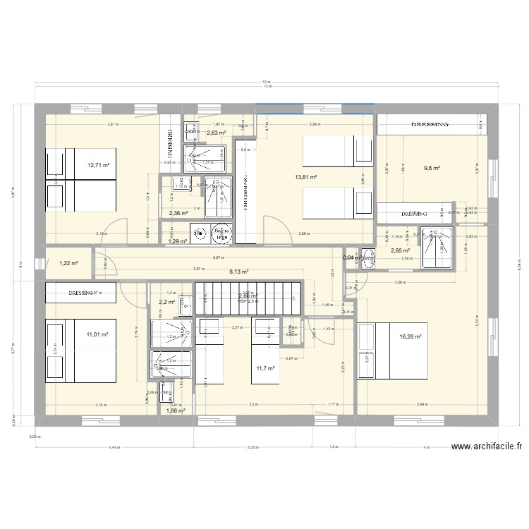 perols haut 16 03 1. Plan de 16 pièces et 101 m2