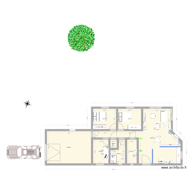 projet2. Plan de 8 pièces et 124 m2