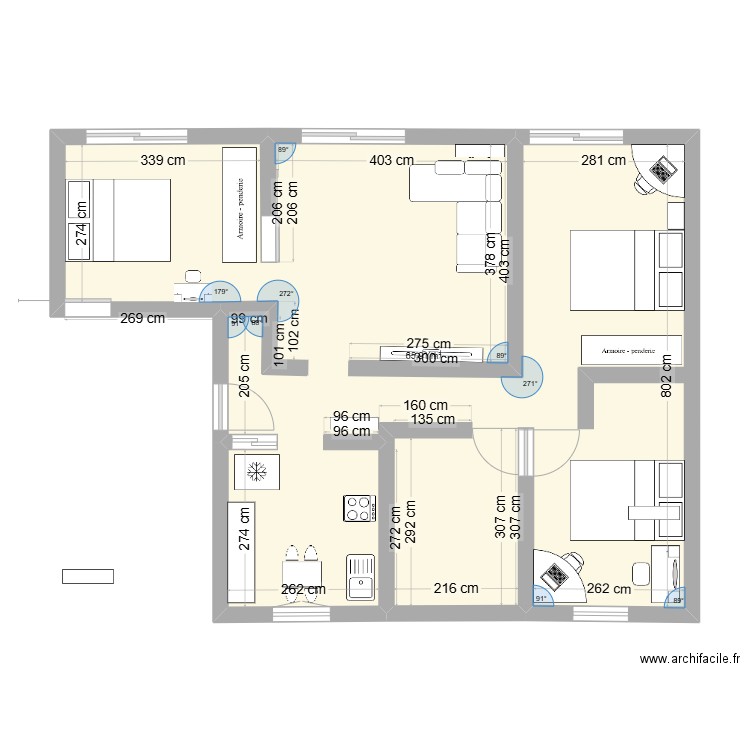 HKA_2. Plan de 1 pièce et 66 m2