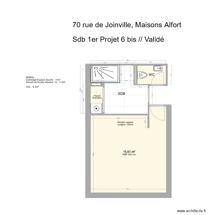 70 Joinville SDB Calpinage sol 1er. Plan de 6 pièces et 23 m2