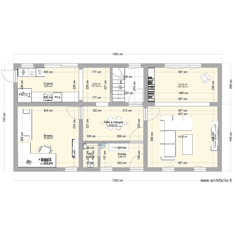 maison bergefosse projet 2 RDC. Plan de 8 pièces et 73 m2