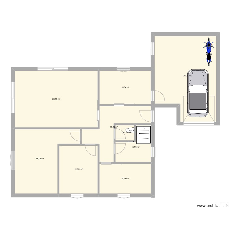 Maison 1. Plan de 9 pièces et 126 m2