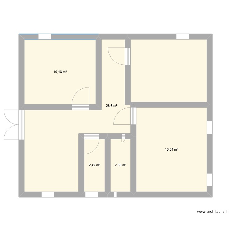 projet 652B Ibrahima. Plan de 5 pièces et 55 m2