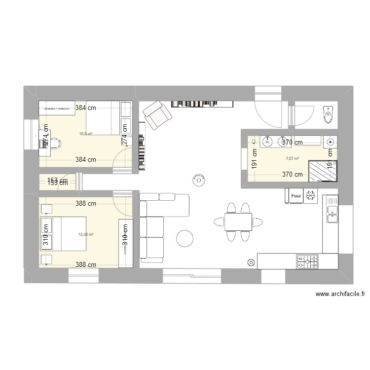 maison aspres. Plan de 4 pièces et 31 m2