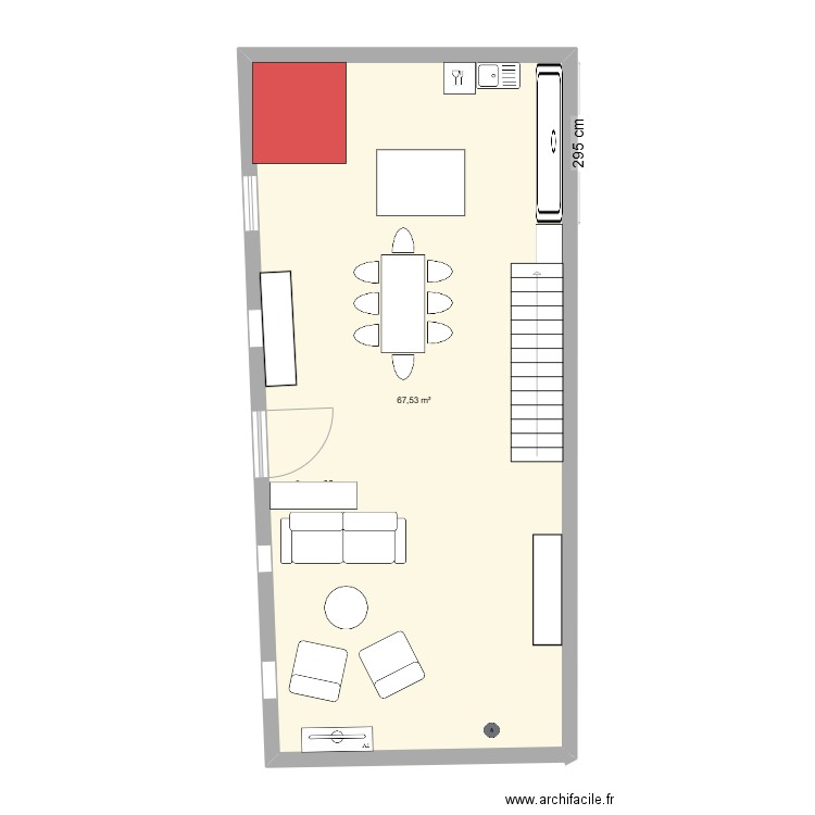 Etable. Plan de 1 pièce et 68 m2