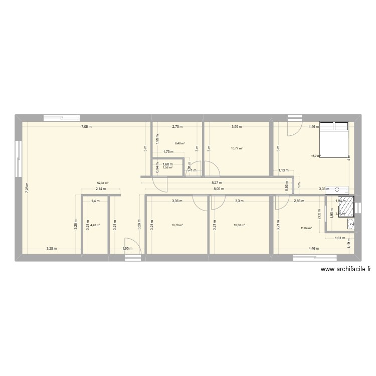 Plan avec extension. Plan de 10 pièces et 128 m2