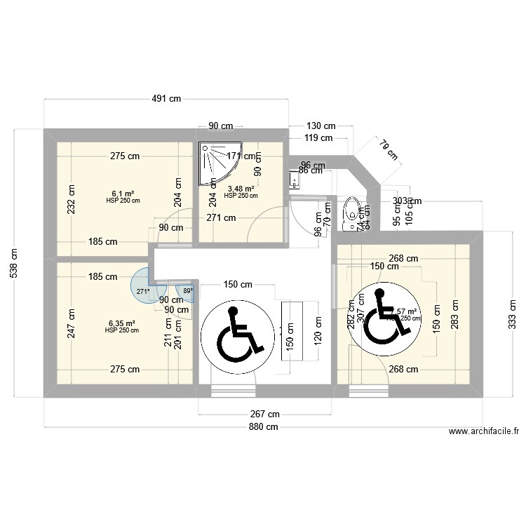 BONHEUR. Plan de 4 pièces et 24 m2